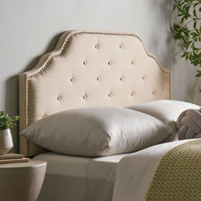 Load image into Gallery viewer, Luella - Button Tufted Full / Queen Upholstered Metal Panel Headboard - Beige