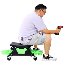Load image into Gallery viewer, Rolling Detailing Creeper Seat With Wheels, Removable Tool Trays, 300 Lbs Capacity - Green