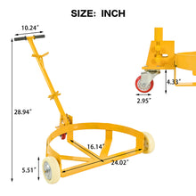 Load image into Gallery viewer, Steel Drum Dolly 55 Gallon Capacity Oil Barrel Mover With Wheels Low Profile Caddy - Yellow