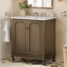 Load image into Gallery viewer, Vintage Bathroom Vanity With Ceramic Sink, Adjustable Shelves