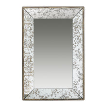 Load image into Gallery viewer, Antique Rectangle Mirror With Floral Accents, Mirrored Display Tray, Hanging Wall Mirror