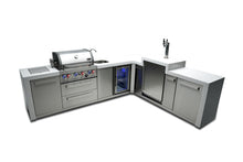 Load image into Gallery viewer, MONT ALPI 4-BURNER DELUXE ISLAND WITH A 90-DEGREE CORNER, KEGERATOR AND BEVERAGE CENTER-MAi400-D90KEGBEV
