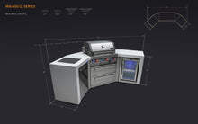 Load image into Gallery viewer, MONT ALPI 4-BURNER DELUXE ISLAND WITH 45-DEGREE CORNERS AND A FRIDGE CABINET-MAi400-D45FC