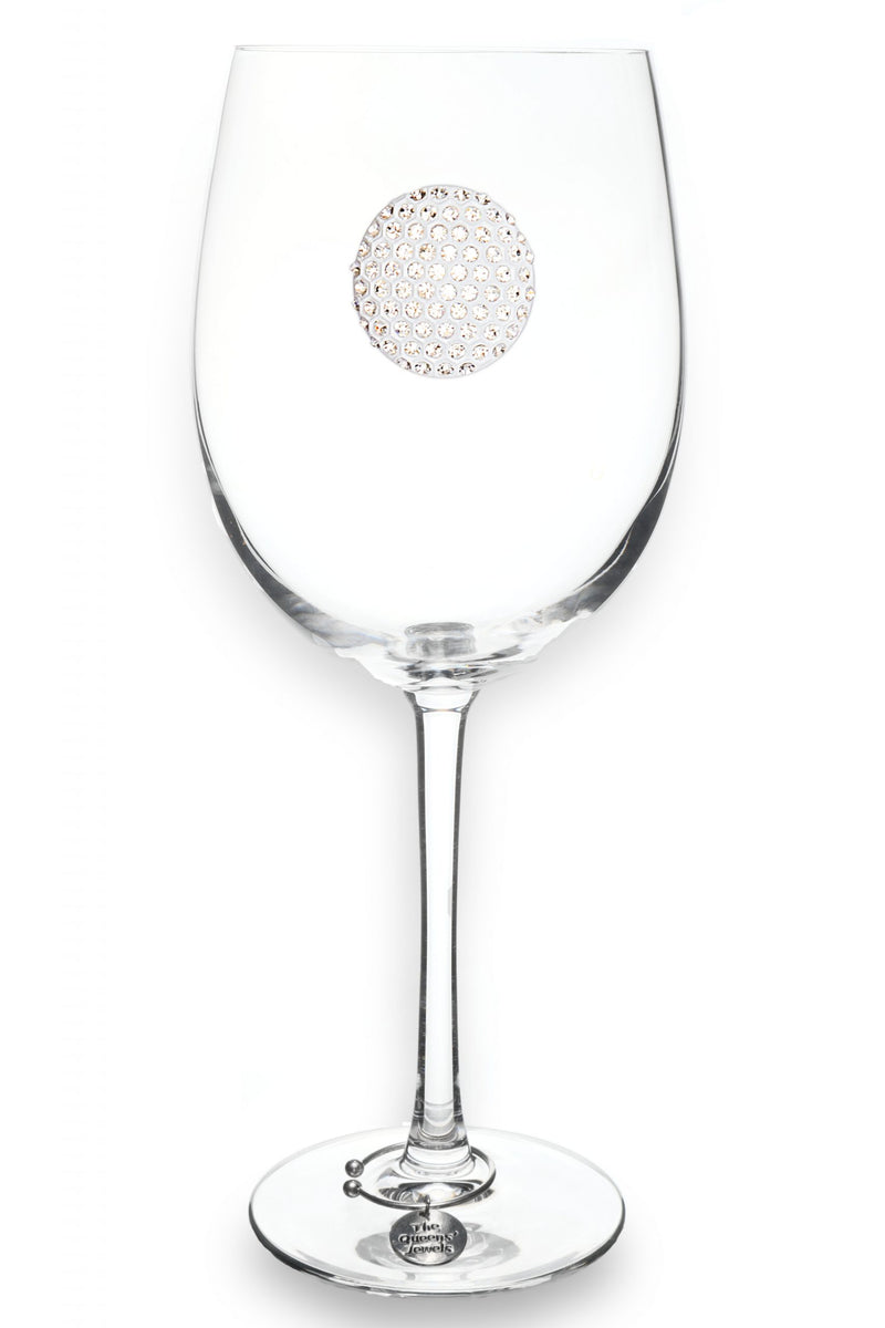 Jeweled Stemless Wine Glass- Golf Clubs & Ball main image 1