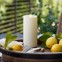 Load image into Gallery viewer, Pearl Ivory Outdoor Flameless Candle Pillar - Melted Top -