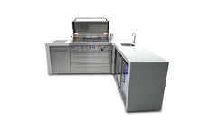 Load image into Gallery viewer, MONT ALPI 6-BURNER DELUXE ISLAND WITH A 90-DEGREE CORNER, BEVERAGE CENTER AND FRIDGE CABINETMAi805-D90BEVFC