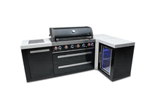 Load image into Gallery viewer, MONT ALPI 805 BLACK STAINLESS STEEL ISLAND WITH A 90-DEGREE CORNER AND A FRIDGE CABINET-MAi805-BSS90FC