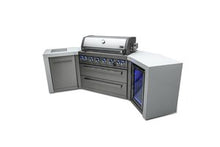 Load image into Gallery viewer, MONT ALPI 6-BURNER DELUXE ISLAND WITH 45-DEGREE CORNERS AND A FRIDGE CABINET-MAi805-D45FC
