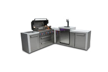 Load image into Gallery viewer, MONT ALPI 6-BURNER DELUXE ISLAND WITH A 90-DEGREE CORNER AND KEGERATOR-MAi805-D90KEG