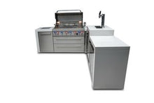 Load image into Gallery viewer, MONT ALPI 6-BURNER DELUXE ISLAND WITH A 90-DEGREE CORNER AND KEGERATOR-MAi805-D90KEG