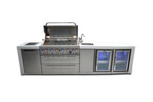 Load image into Gallery viewer, MONT ALPI 6-BURNER DELUXE ISLAND WITH A BEVERAGE CENTER AND FRIDGE CABINET-MAi805-DBEVFC-