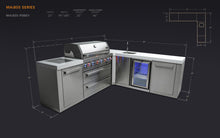 Load image into Gallery viewer, MONT ALPI 6-BURNER ISLAND WITH A 90-DEGREE CORNER AND BEVERAGE CENTER-MAi805-90BEV