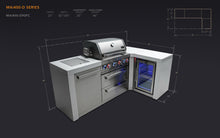 Load image into Gallery viewer, MONT ALPI 4-BURNER DELUXE ISLAND WITH A 90-DEGREE CORNER AND A FRIDGE CABINET-MAi400-D90FC