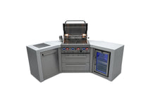 Load image into Gallery viewer, MONT ALPI 4-BURNER DELUXE ISLAND WITH 45-DEGREE CORNERS AND A FRIDGE CABINET-MAi400-D45FC