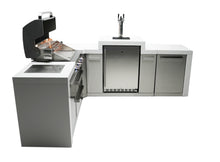 Load image into Gallery viewer, MONT ALPI 4-BURNER DELUXE ISLAND WITH A 90-DEGREE CORNER AND KEGERATOR-MAi400-D90KEG