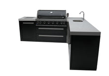 Load image into Gallery viewer, MONT ALPI 805 BLACK STAINLESS STEEL ISLAND WITH A 90-DEGREE CORNER AND BEVERAGE CENTER-MAi805-BSS90BEV