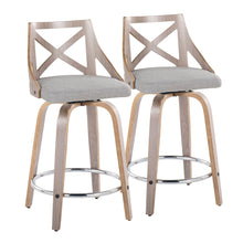 Load image into Gallery viewer, Charlotte - Farmhouse Fixed Height Counter Stool & Swivel With Round Footrest (Set of 2)