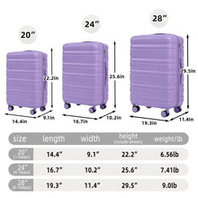 Load image into Gallery viewer, 3 Piece 20" / 24" / 28" Spinner Luggage Set & Combination Lock, Durable Hard Shell With 360° Silent Wheels - Blue / Purple