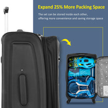Load image into Gallery viewer, Softside Luggage Expandable 3 Piece Set Suitcase Upright Spinner Softshell Lightweight Luggage Travel Set