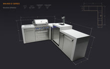 Load image into Gallery viewer, MONT ALPI 4-BURNER DELUXE ISLAND WITH A 90-DEGREE CORNER AND KEGERATOR-MAi400-D90KEG