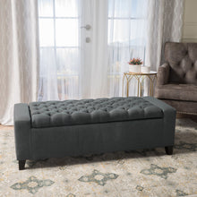 Load image into Gallery viewer, Contemporary Storage Ottoman With Tufted Top - Dark Gray
