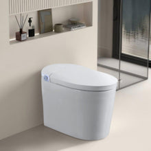 Load image into Gallery viewer, Tankless Smart Toilet With Bidet Built In, 1 Piece, Auto Flush, Auto Open / Close, Heated Seat, Bubble Wash, Warm Water And Dry, Adjustable Temp, Remote Control Side Know - White
