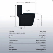 Load image into Gallery viewer, 1 Piece Toilet With Tornado Flush, Dual Flush, And ADA Height Comfort Chair