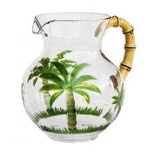 Load image into Gallery viewer, Palm Tree Design 3 Quarts Unbreakable Plastic Water Pitcher With Lid And Spout, Bpa Free - Clear