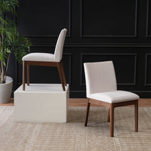 Load image into Gallery viewer, Dining Chairs With Upholstered Seat And Backrest (Set of 2) - Light Beige / Walnut