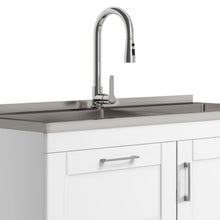 Load image into Gallery viewer, Shaker - Modern Wide Laundry Cabinet With Faucet And Sink - White
