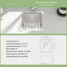 Load image into Gallery viewer, Modern Undermount Stainless Steel Kitchen Sink 16 Gauge, Deep Single Bowl