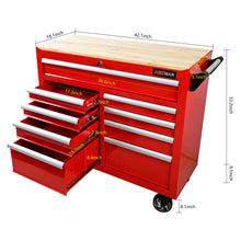 Load image into Gallery viewer, 9 Drawer Multifunctional Steel Tool Cart With Wheels And Wooden Top
