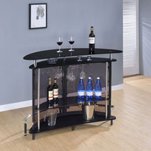 Load image into Gallery viewer, Strick & Bolton - Freestanding Glass Top Home Bar Wine Cabinet With Panels - Black