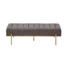Load image into Gallery viewer, Thorian - Luxury Upholstered Ottoman Bench With Channel Tufting And Metal Base - Gold / Gray