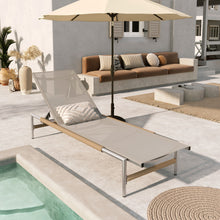 Load image into Gallery viewer, Hargrove - Outdoor Patio Aluminun Chaise Lounge, Outdoor Mesh Seat - Natural / Silver