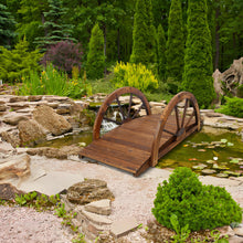 Load image into Gallery viewer, Wooden Garden Bridge Arc Footbridge With Half Wheel Railings Solid Fi - Brown