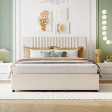 Load image into Gallery viewer, Upholstered Platform Bed With Drawers, Classic Headboard Design