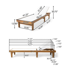 Load image into Gallery viewer, Outdoor Chaise Lounge With Acacia Wood Frame - White / Teak