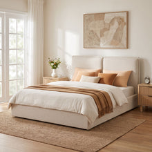 Load image into Gallery viewer, Double Pillow Upholstered Headboard, Skin Friendly Textured Fabric , Queen - Beige