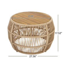 Load image into Gallery viewer, Round Side Table With Rope Frame