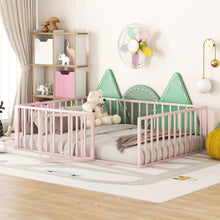 Load image into Gallery viewer, Metal Floor Bed Frame With Fence And Door