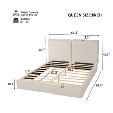 Load image into Gallery viewer, Double Pillow Upholstered Headboard, Skin Friendly Textured Fabric , Queen - Beige