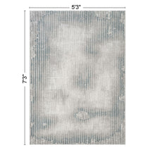 Load image into Gallery viewer, Geometrix - 5'3" X 7'3" Area Rug, Geometric 3D Effect - Ivory / Gray