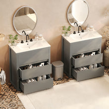 Load image into Gallery viewer, Double Sinks Bathroom Vanity Set With 2 Ceramic Basins