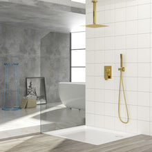 Load image into Gallery viewer, Modern Dual Shower Head System With 16" Ceiling Mount Finish, Stainless Steel And Brass