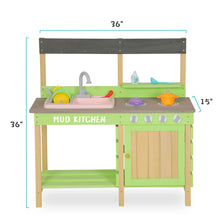 Load image into Gallery viewer, Kids Play Kitchen With Mud Kitchen Set & Water Play Toys For Outdoor Use - Green
