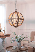 Load image into Gallery viewer, 4 Light Wood Chandelier, Hanging Light Fixture With Adjustable Chain For Kitchen, Bulb Not Included - Brown