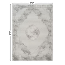 Load image into Gallery viewer, Geometrix - 5'3" X 7'3" Medallion Area Rug With Geometric 3D Effect - Ivory / Gray