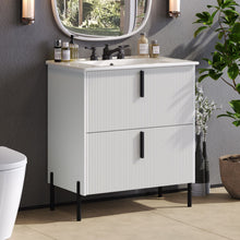 Load image into Gallery viewer, Bathroom Vanity With Ceramic Sink, Fluted Design