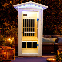 Load image into Gallery viewer, Single Person Spruce Far Infrared Sauna With Ambient Lighting And Bluetooth Music - Natural